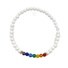 Load image into Gallery viewer, 7 Chakra + White Agate Bracelet