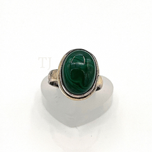 Load image into Gallery viewer, Malachite stone in oval shaped silver setting