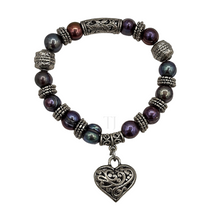 Load image into Gallery viewer, Natural Fresh Water Pearl 10 mm Bracelets with Metal Charm