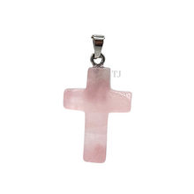 将图片加载到图库查看器,Rose quartz cross pendant