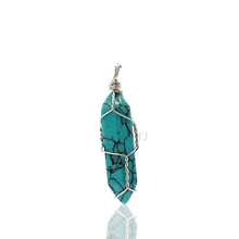 Load image into Gallery viewer, Natural gemstones wire-wrapped point pendant