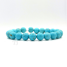 将图片加载到图库查看器,Blue Turquoise Bead Bracelet with elastic string, 8 mm