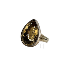 Load image into Gallery viewer, Pear shaped citrine ring in sterling silver