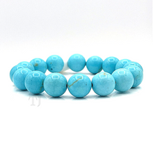 将图片加载到图库查看器,Blue Turquoise Bead Bracelet with elastic string, 12 mm
