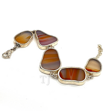 Load image into Gallery viewer, Flat Agate Stone Bracelet in sterling silver