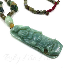 Load image into Gallery viewer, Chinese god xi xian hand-carved Burmese Jade pendant and necklace AA quality