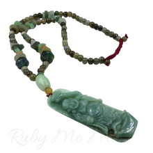 Load image into Gallery viewer, Chinese god xi xian hand-carved Burmese Jade pendant and necklace AA quality