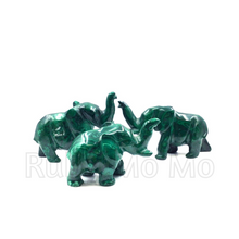 Load image into Gallery viewer, Hand-Carved Malachite Elephant Figurines
