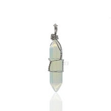 Load image into Gallery viewer, Natural gemstones wire-wrapped point pendant