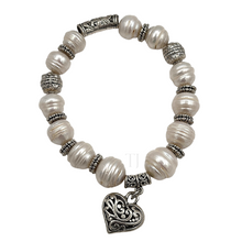 Load image into Gallery viewer, Natural Fresh Water Pearl 10 mm Bracelets with Metal Charm