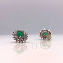 Load image into Gallery viewer, Emerald diamonique earrings