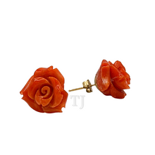 Load image into Gallery viewer, Salmon color italy coral rose earrings