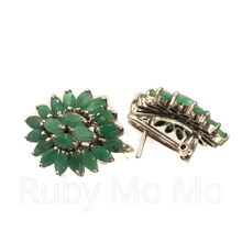 Cargar imagen en el visor de la galería, Emerald Earrings in Sterling Silver