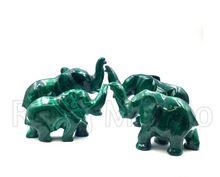 Load image into Gallery viewer, Hand-Carved Malachite Elephant Figurines