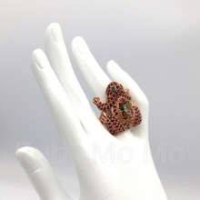 Load image into Gallery viewer, Frog Gemstone Ring (tourmaline)