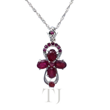 Загрузить изображение в средство просмотра галереи, Floral cross ruby set in sterling silver