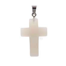 将图片加载到图库查看器,White Calcedony Cross Pendant