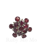 Load image into Gallery viewer, Snowflake shaped ruby ring in sterling silver