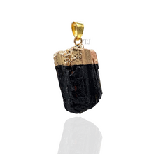 Load image into Gallery viewer, Black Tourmaline Raw gold dipped pendant