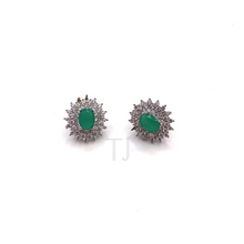 Load image into Gallery viewer, Emerald diamonique earrings