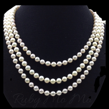 Load image into Gallery viewer, Akoya White Pearl Necklace with 14k Gold Clasp