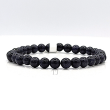 Cargar imagen en el visor de la galería, Blue Gold Sandstone 6 mm bead bracelet with elastic string