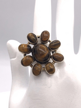 Load image into Gallery viewer, Yellow Tiger's Eye Ring in flower shape