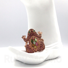 Load image into Gallery viewer, Frog Gemstone Ring (tourmaline)