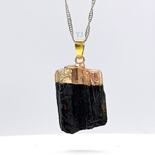 Load image into Gallery viewer, Black Tourmaline Raw gold dipped pendant