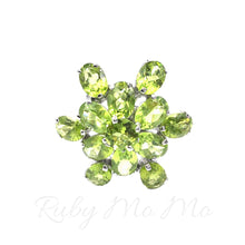 Load image into Gallery viewer, Single floral peridot ring in sterling silver