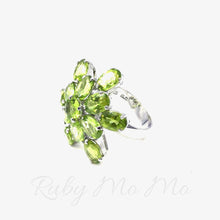 Load image into Gallery viewer, Single floral peridot ring in sterling silver