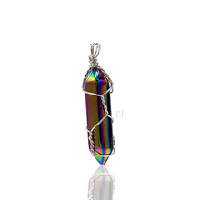 Load image into Gallery viewer, Natural gemstones wire-wrapped point pendant