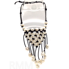 Load image into Gallery viewer, Fresh Water Pearl Necklace with black leather