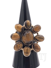 Load image into Gallery viewer, Yellow Tiger's Eye Ring in flower shape