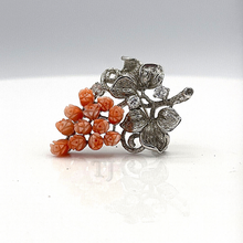 Load image into Gallery viewer, Salmon rose bundle brooch in sterling silver