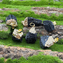 Load image into Gallery viewer, Black Tourmaline Raw gold dipped pendant