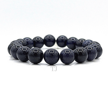 Cargar imagen en el visor de la galería, Blue Gold Sandstone 10 mm bead bracelet with elastic string