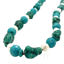 Load image into Gallery viewer, Turquoise and pearl necklace in sterling silver