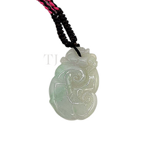 Загрузить изображение в средство просмотра галереи, Burmese Jade Figure Pendant with red silk string with small jade beads