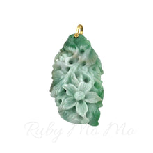 Загрузить изображение в средство просмотра галереи, Flower Jadeite pendant in 14k