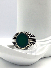 Load image into Gallery viewer, Green Onyx Ring in Sterling Silver