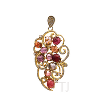 Load image into Gallery viewer, Multicolored Tourmaline Pendant in gold dipped sterling silver