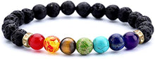 Load image into Gallery viewer, 7 Chakra + Lava Rock Bracelet