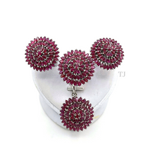 Load image into Gallery viewer, Flower style Ruby set in sterling silver