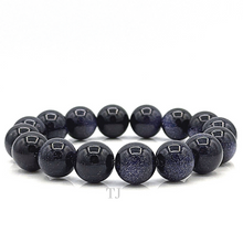 Cargar imagen en el visor de la galería, Blue Gold Sandstone 12 mm bead bracelet with elastic string