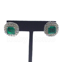 Load image into Gallery viewer, Doublet emerald earrings in sterling silver