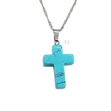 将图片加载到图库查看器,Blue Turquoise cross pendant