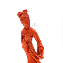 将图片加载到图库查看器,Salmon red coral carving from Qing Dynasty