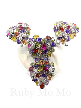 Load image into Gallery viewer, Multi-colored gemstones heart-shaped set (sterling silver)