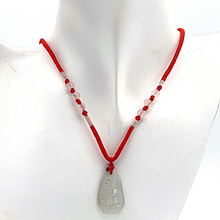 将图片加载到图库查看器,Burmese Jade Figure Pendant with red silk string with small jade beads